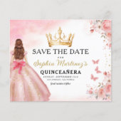 Floral Pink Gold Princess Birthday Quinceanera Flyer (Vorne)