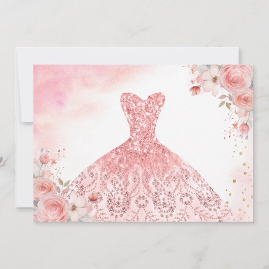 Floral Pink Gold Princess Birthday Quinceanera Save The Date (Rückseite)