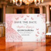Floral Pink Gold Princess Birthday Quinceanera Save The Date