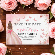 Floral Pink Gold Princess Birthday Quinceanera