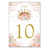 Floral Pink & Gold Princess Royal Table number Tischnummer (Rückseite)