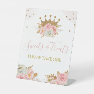 Floral Pink & Gold Princess Sweets & Treats Sockelschild