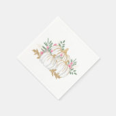 Floral Pink Gold Pumpkins Erntedank Fall Party Serviette (Ecke)