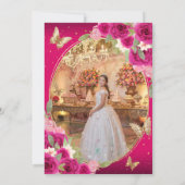 Floral Pink Gold Tiara Butterfly Quinceañera Foto Dankeskarte (Rückseite)