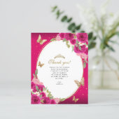 Floral Pink Gold Tiara Butterfly Quinceañera Photo (Stehend Vorderseite)