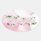 Floral Pink Gratulationen Stickers (Vorderseite)