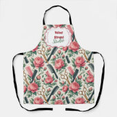 Floral Pink Green Hair Stylist Business Schürze (Vorderseite)