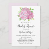 Floral Pink Hydrangea Bouquet Brautparty Einladung (Vorne/Hinten)