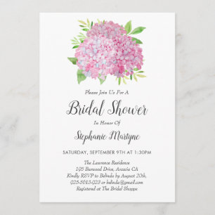 Floral Pink Hydrangea Bouquet Brautparty Einladung