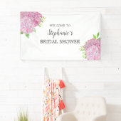 Floral Pink Hydrangea Brautparty Willkommen Banner (Insitu)
