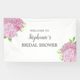 Floral Pink Hydrangea Brautparty Willkommen Banner