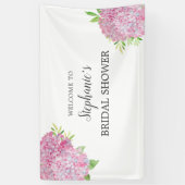 Floral Pink Hydrangea Brautparty Willkommen Banner (Vertikal)