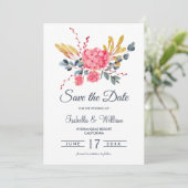 Floral Pink Hydrangeas Bouquet Save the Date (Stehend Vorderseite)