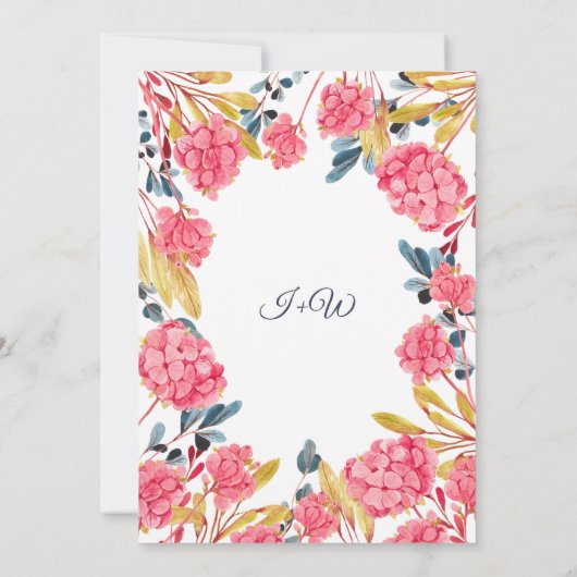 Floral Pink Hydrangeas Bouquet Save the Date (Rückseite)