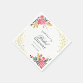Floral Pink Hydrangeas Imitate Gold Brautparty Serviette (Ecke)