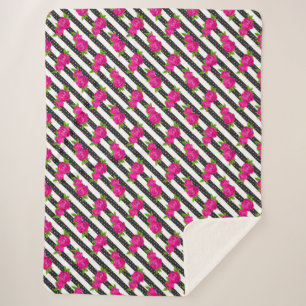 Floral Pink in a Vertical Stripes Sherpadecke