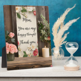 Floral Pink Ivory Mama glücklich gedacht Barnwood Fotoplatte
