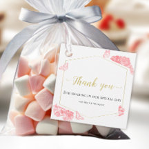 Floral Pink Kleid Quinceanera Gefallen Tags