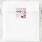 Floral Pink Lilac Brautparty Vielen Dank Quadratischer Aufkleber (Tasche)