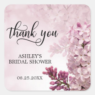 Floral Pink Lilac Brautparty Vielen Dank Quadratischer Aufkleber