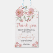Floral pink Mädchen Dusche danke Geschenketiketten Geschenkanhänger (Vorderseite)
