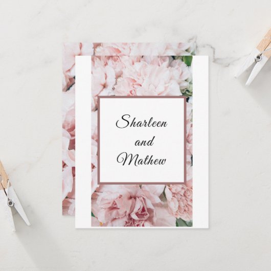 Floral Pink Magnolia Hochzeitseinladung Einladung (Vorderseite/Rückseite Beispiel)