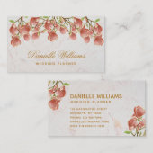 Floral Pink Magnolia Weißer Marmor Goldenes Skript Visitenkarte (Vorne/Hinten)