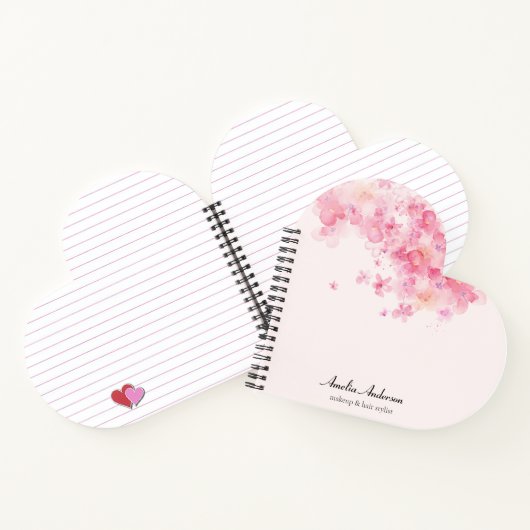 Floral Pink Makeust Künstlerhair Stylist Business Notizblock (Innenseite)