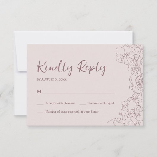 Floral Pink Mauve RSVP Karte (Vorderseite)