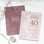Floral Pink Mauve Überraschung 40. Geburtstag Einladung<br><div class="desc">Blumenrosa Lila überrascht 40. Geburtstag Party. Minimalistisches feminines Design mit botanischen Akzenten und Typografie Script Schriftart. Floral Einladungskarte perfekt für eine stilvolle weibliche Überraschung am Tag feiern.</div>