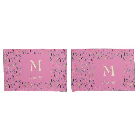 FLORAL Pink | MONOGRAMM | Schrift Kissenbezug (Vorderseite-Set)