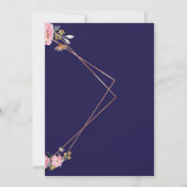 Floral pink Navy Blue Rustic Wedding  Einladung (Rückseite)