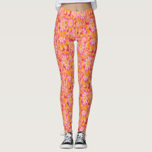 Floral Pink Orange Groovy Hippy Psychedelic Retro