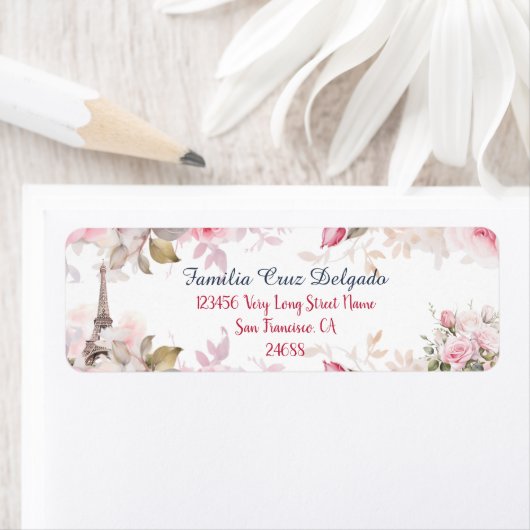 Floral Pink Paris Rücksendeadresse (Insitu)