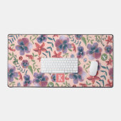 Floral pink pattern monogram schreibtischunterlage (Tastatur & Maus)