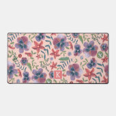Floral pink pattern monogram schreibtischunterlage (Vorderseite)