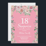Floral Pink Peonies 18th Surprise Birthday Einladung<br><div class="desc">Floral Pink Peonies 18th Surprise Birthday Invitation for Women. Watercolor Floral Flower. Elegant Pink Rose and Peony Flowers. Adult Birthday. Pink Background. 13th 15th 16th 18th 20th 21st 30th 40th 50th 60th 70th 80th 90th 100th, Any Ages. For further customization, please click the "Customize it" button and use our design...</div>