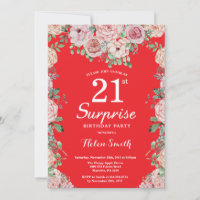 Floral Pink Peonies 21. Überraschung Geburtstag Ro