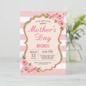 Floral Pink Peonies Mütter Tag Brunch Einladung (Stehend Vorderseite)