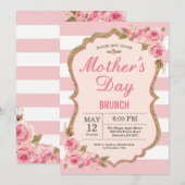 Floral Pink Peonies Mütter Tag Brunch Einladung (Vorne/Hinten)