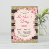 Floral Pink Peonies Mütter Tag Brunch Einladung (Stehend Vorderseite)