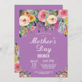 Floral Pink Peonies Mütter Tag Brunch Einladung (Vorne/Hinten)
