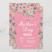 Floral Pink Peonies Mütter Tag Brunch Einladung (Vorne/Hinten)