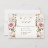Floral Pink Peony Eleganspring QR-Code Hochzeit RSVP Karte (Vorderseite)
