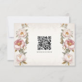 Floral Pink Peony Eleganspring QR-Code Hochzeit RSVP Karte (Rückseite)