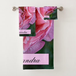 Floral Pink Peony Fotografy Badhandtuch Set