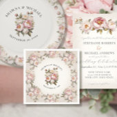 Floral Pink Peony Watercolor Serviette