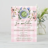 Floral Pink Perfect Matcha Themed Brautparty Einladung (Stehend Vorderseite)