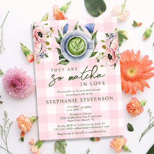 Floral Pink Perfect Matcha Themed Brautparty Einladung