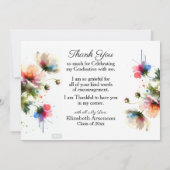 Floral Pink Photo Graduation Personalize Dankeskarte (Rückseite)